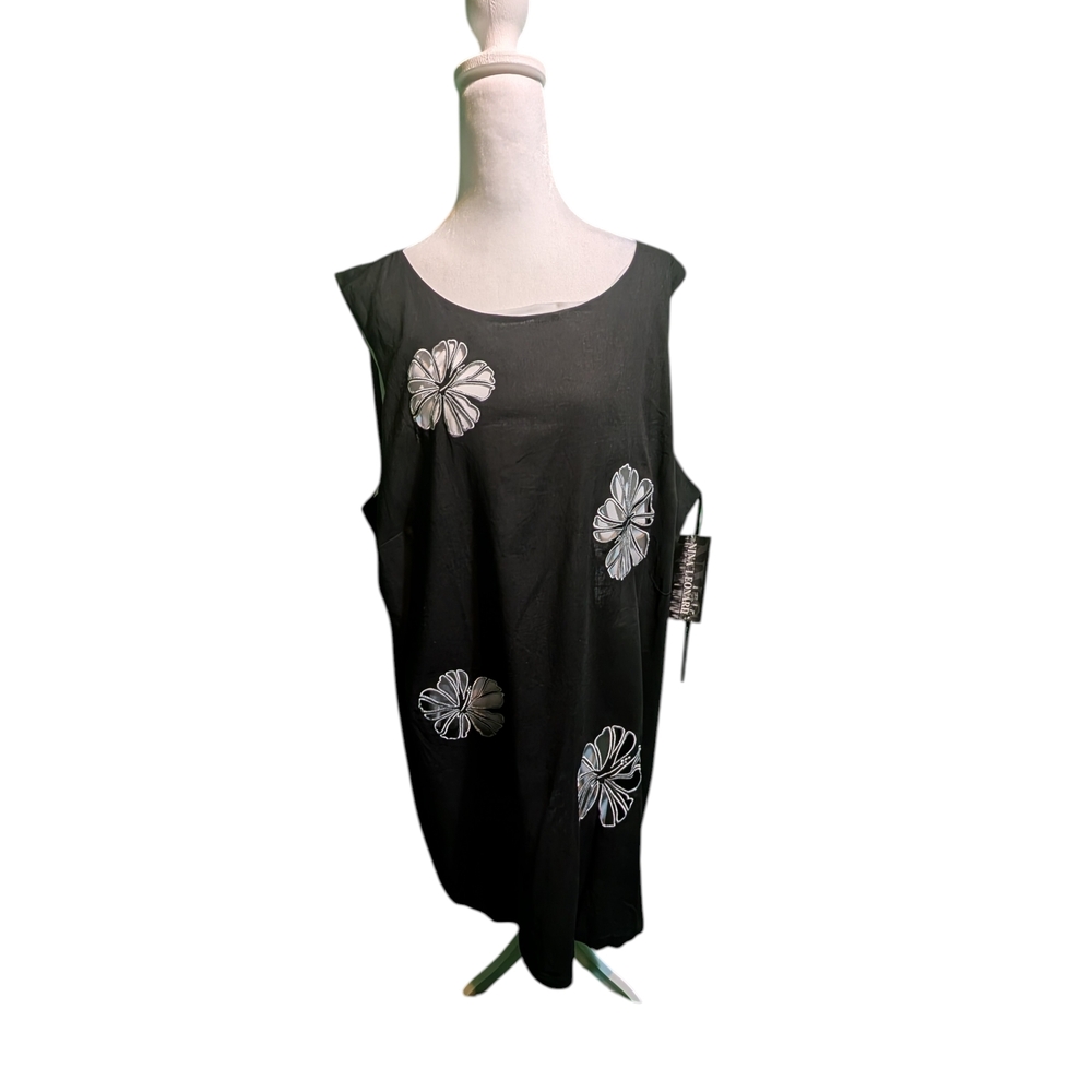 Nina Leonard Black and White Floral Mini Dress